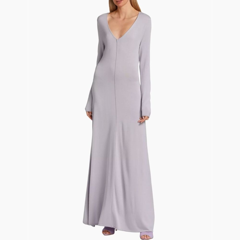 Lafayette 148 Ballet Studio Maxi Aster Gray Lavender Dress‎ Size XL